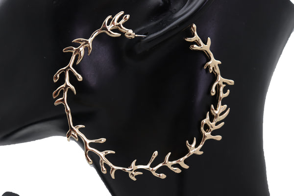 Brand New Women Big Hoop Earrings Fashion Metal Hook Branches Greek Style Fashion Jewelry Elegant Look