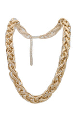 Jewelry Necklace Gold Metal Chain Double Braide Links Bling Style Casual Day Wear