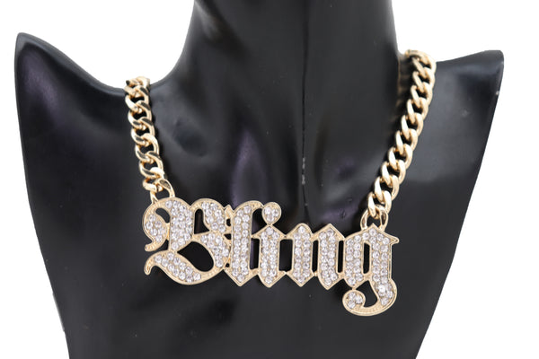 Brand New Women Hip Hop Fashion Jewelry Necklace Gold Metal Chain Big BLING Charm Pendant
