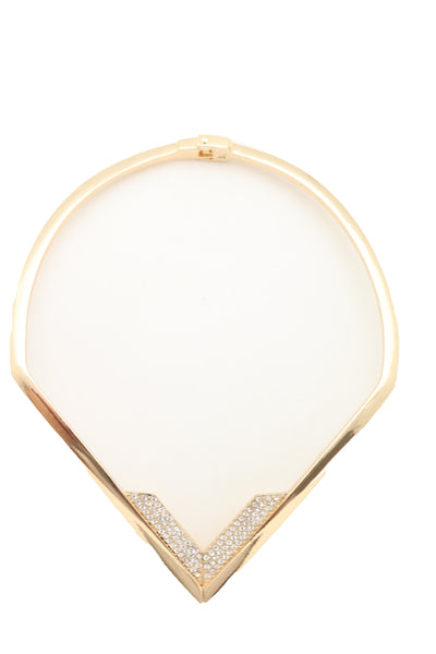 Edgy Women Fashionable Gold Metal Strand Fashion Jewelry Choker Fancy Necklace V Shape One Size