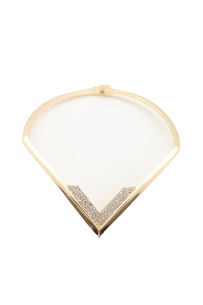 Edgy Women Fashionable Gold Metal Strand Fashion Jewelry Choker Fancy Necklace V Shape One Size