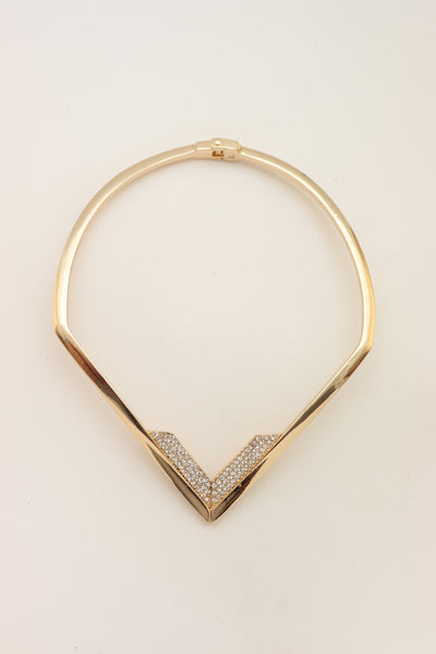 Brand New Edgy Women Fashionable Gold Metal Strand Fashion Jewelry Choker Fancy Necklace V