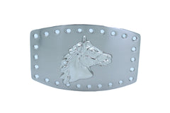 Silver Men Women Western Metal Belt Buckle Rodeo Horse Square Holes