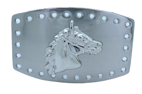 Men Women Western Fashion Belt Buckle Silver Metal Rodeo Horse Big Square Holes Cowboys