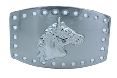 Horse Profile Silver Metal Rectangular Belt Buckle