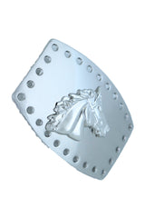 Horse Profile Silver Metal Rectangular Belt Buckle