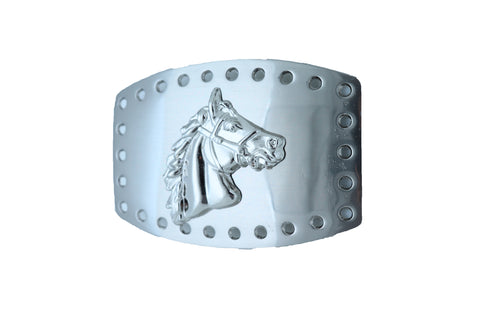 Brand New Style Men Women Western Fashion Belt Buckle Silver Metal Rodeo Horse Big Size Square Holes