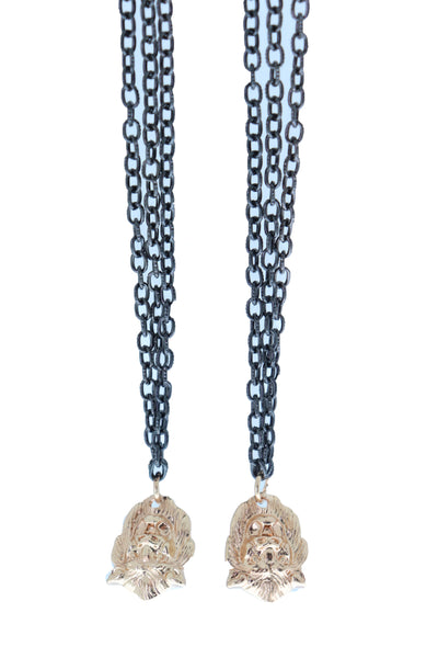 Women Hook Earrings Set Fashion Jewelry Black Metal Chain Long Tassel Gold Lion Street Wear