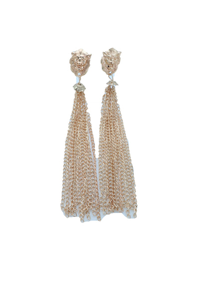 Brand New Women Earrings Set Fashion Jewelry Gold Metal Chain Long Tassel Lion Charm Sexy Fringes