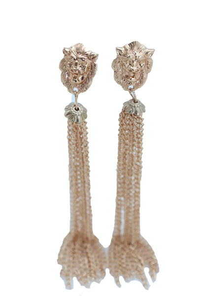 Brand New Women Earrings Set Fashion Jewelry Gold Metal Chain Long Tassel Lion Charm Sexy Fringes