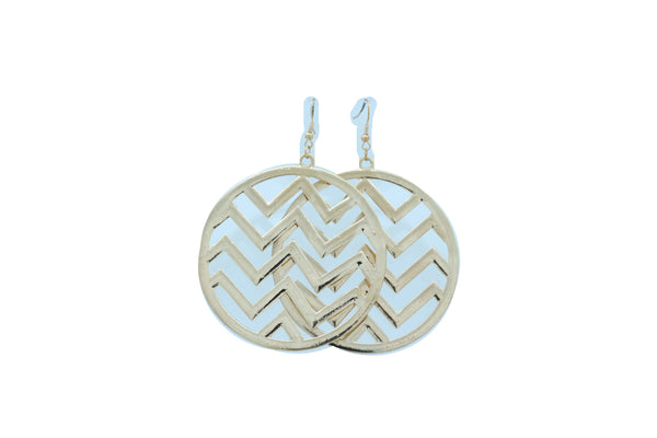 Women Geometric Round Earrings Set Fashion Gold Color Metal Chevron Hoop Jewelry