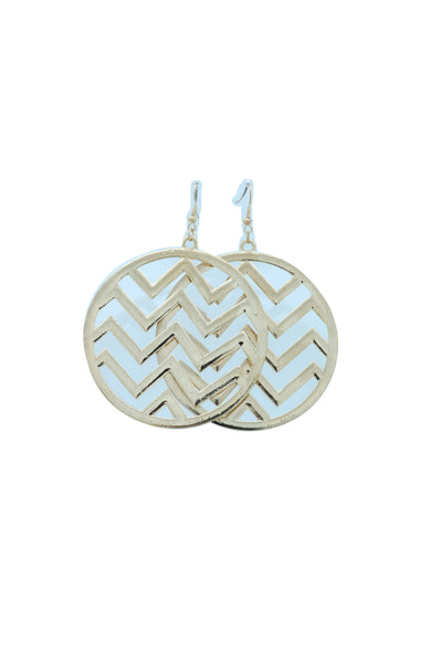 Brand New Women Geometric Round Earrings Set Fashion Gold Color Metal Chevron Hoop Jewelry