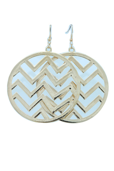 Women Geometric Round Earrings Set Fashion Gold Color Metal Chevron Hoop Jewelry