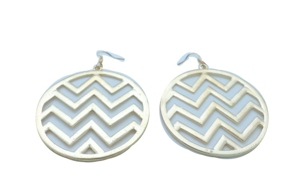 Women Geometric Round Earrings Set Fashion Gold Color Metal Chevron Hoop Jewelry