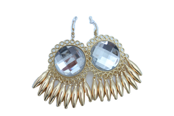 Brand New Women Earrings Set Hook Fashion Jewelry Gold Shiny Sun Flower Charm Bling Style Sexy Look