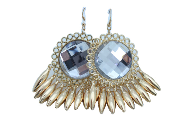 Brand New Women Earrings Set Hook Fashion Jewelry Gold Shiny Sun Flower Charm Bling Style Sexy Look