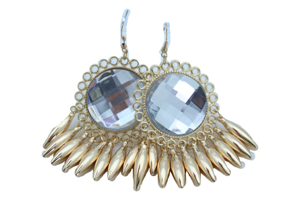 Brand New Women Earrings Set Hook Fashion Jewelry Gold Shiny Sun Flower Charm Bling Style Sexy Look