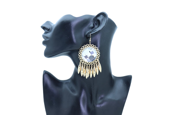 Brand New Women Earrings Set Hook Fashion Jewelry Gold Shiny Sun Flower Charm Bling Style Sexy Look