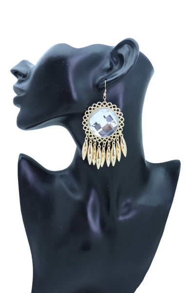 Brand New Women Earrings Set Hook Fashion Jewelry Gold Shiny Sun Flower Charm Bling Style Sexy Look