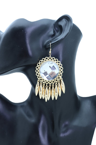 Brand New Women Earrings Set Hook Fashion Jewelry Gold Shiny Sun Flower Charm Bling Style Sexy Look