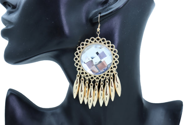 Brand New Women Earrings Set Hook Fashion Jewelry Gold Shiny Sun Flower Charm Bling Style Sexy Look