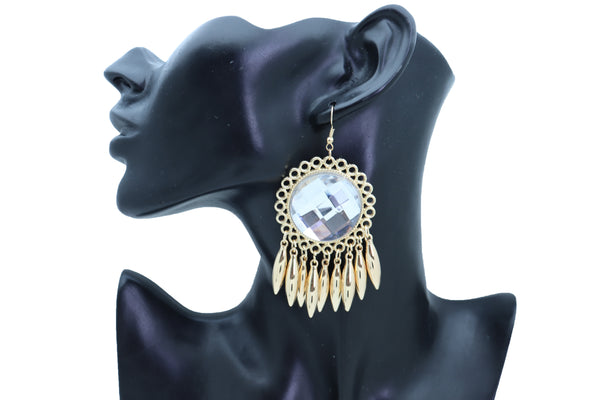 Brand New Women Earrings Set Hook Fashion Jewelry Gold Shiny Sun Flower Charm Bling Style Sexy Look
