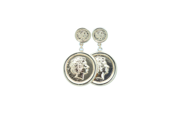 Women Earrings Set Trendy Fashion Jewelry Gold Metal Big Coin Money Medallion Bling Style