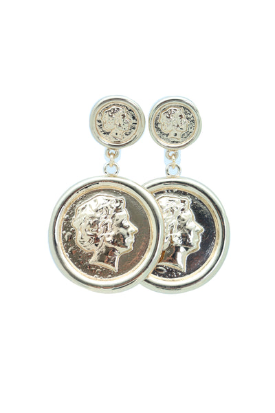 Women Earrings Set Trendy Fashion Jewelry Gold Metal Big Coin Money Medallion Bling Style