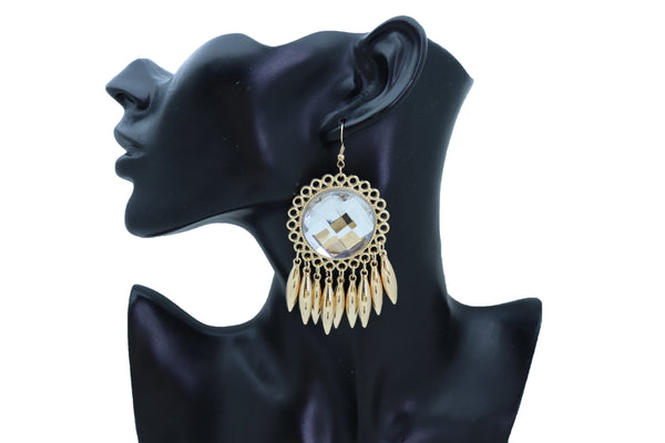 Brand New Women Earrings Set Hook Fashion Jewelry Gold Shiny Sun Flower Charm Bling Style Sexy Look