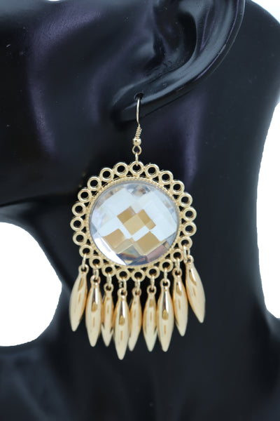 Brand New Women Earrings Set Hook Fashion Jewelry Gold Shiny Sun Flower Charm Bling Style Sexy Look