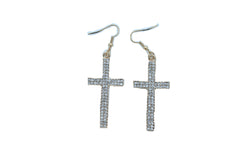 Women Earrings Set Gold Metal Silver Bling Thick Cross Weekend Chunky Look