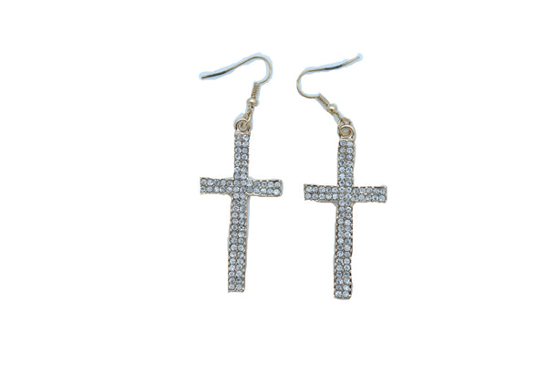 Brand New Women Earrings Set Fashion Jewelry Gold Metal Silver Bling Thick Cross Weekend