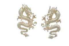 Earrings Set Gold Metal Large Bling Chinese Dragon Ethnic Style
