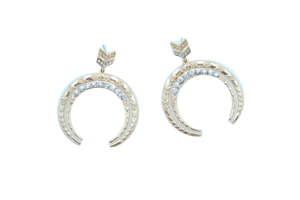 Brand New Women Gold Metal Earrings Set Fashion Dangle Bling Crescent Moon Arrow Urban Style