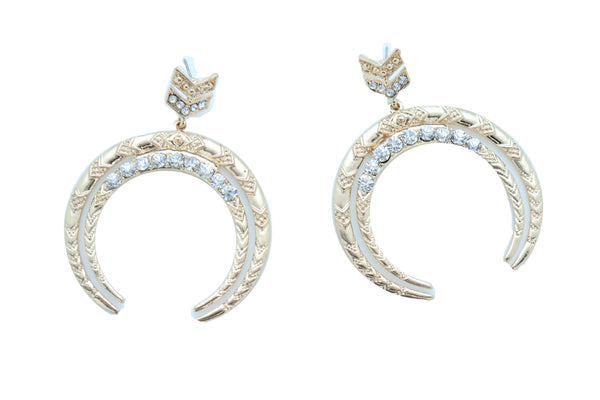 Brand New Women Gold Metal Earrings Set Fashion Dangle Bling Crescent Moon Arrow Urban Style