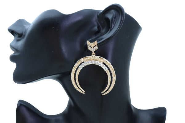 Brand New Women Gold Metal Earrings Set Fashion Dangle Bling Crescent Moon Arrow Urban Style