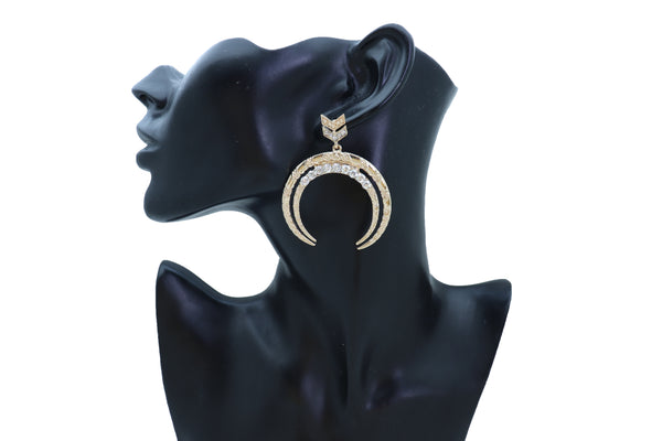Brand New Women Gold Metal Earrings Set Fashion Dangle Bling Crescent Moon Arrow Urban Style