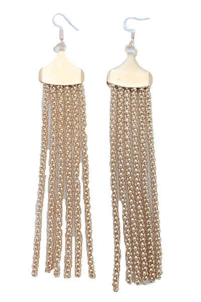 Brand New Women Hook Earrings Gold Mesh Metal Holiday Long Tassel Fashion Jewelry Fringes