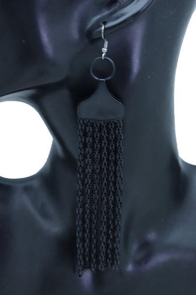 Sexy Women Earrings Set Hook Fashion Jewelry Black Mesh Metal Long Tassel Fringe Stylish Look