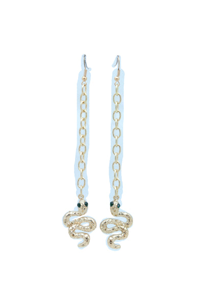 Women Earrings Set Jewelry Long Gold Metal Chain Cobra Snake Bling Style Dangle Street Wear