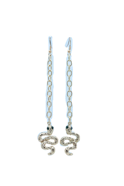 Women Earrings Set Jewelry Long Gold Metal Chain Cobra Snake Bling Style Dangle Street Wear