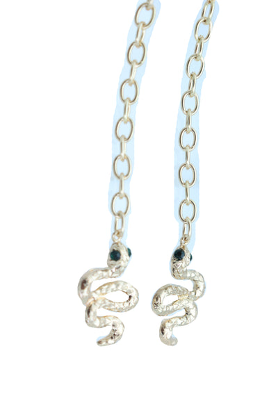Women Earrings Set Jewelry Long Gold Metal Chain Cobra Snake Bling Style Dangle Street Wear