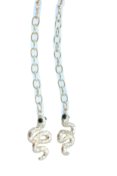 Women Earrings Set Jewelry Long Gold Metal Chain Cobra Snake Bling Style Dangle Street Wear
