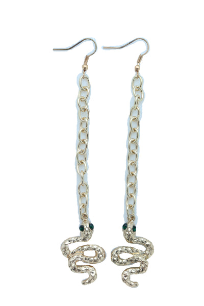 Women Earrings Set Jewelry Long Gold Metal Chain Cobra Snake Bling Style Dangle Street Wear