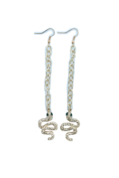 Brand New Women Earrings Set Jewelry Long Gold Metal Chain Cobra Snake Bling Style Dangle