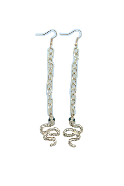 Women Earrings Set Jewelry Long Gold Metal Chain Cobra Snake Bling Style Dangle Street Wear