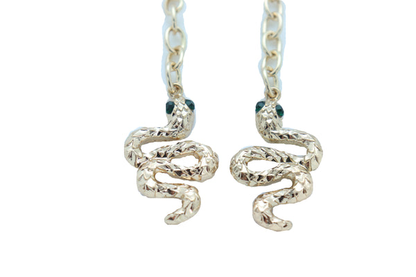 Women Earrings Set Jewelry Long Gold Metal Chain Cobra Snake Bling Style Dangle Street Wear