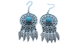 Antique Silver & Turquoise Dreamcatcher Earrings