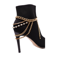 Women Silver Metal Chain Boot Bracelet Anklet Shoe Bling Buckle Charm