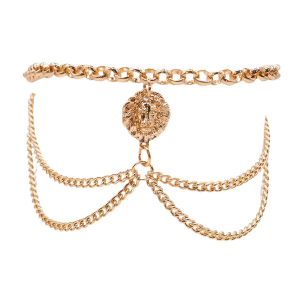 Brand New Women Gold Metal Boot Chain Bracelet Shoe Anklet Wave Lion Charm